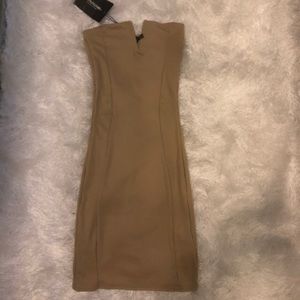 Ribbed V Bar Bandeau Bodycon Dress